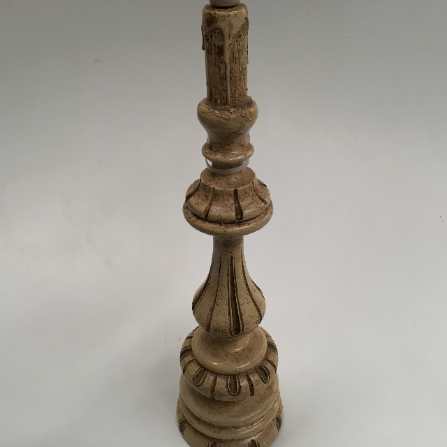 LAMP, Base (Table) - Candlestick Style, Cream w Brown Wash, 75cmH